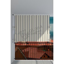 Çıtçıtlı Yüksekliği Ayarlanabilen Katlanabilir Gri Krem Balkon Perdesi