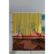 Görgülü Shop Büzgülü Sarı Gri Balkon Perdesi