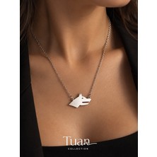 Tuan Collection Türkçülük Bozkurt Figürlü Kolye Gümüş Renk Çelik Figür Lak Kaplama Zincir