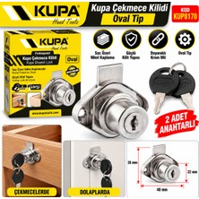 Kupa Oval Tip Çekmece Kilidi Nikel Kaplama 2 Anahtarlı Krom Milli Paslanmaz Yaylar KUP:8170