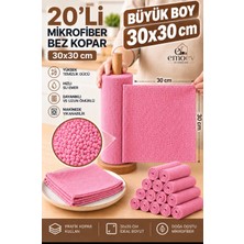 Emoev 20’li Kopar Kullan Mikrofiber Temizlik Bezi 30X30 cm Büyük Boy Yıkanabilir Çok Amaçlı Mutfak Cam Temizlik Bezi