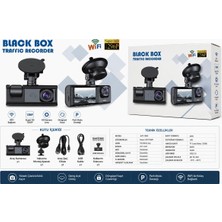 Black Box Traffic Recorder Wifi Araç Içi Kamera Full Hd 1080P Ekranlı Çift Kameralı Dash Cam Gece Görüşlü Yol Kayıt Cihazı