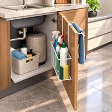 Decorelax Dolap Kapağına Geçmeli Metal Havlu Askılı Organizer Beyaz – Delmesiz Dolap Içi & Dışı Mutfak Banyo Düzenleyici Raf