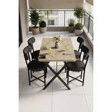 Mutfak Masası 4 Sandalyeli Set 110X70 cm Modern Bahçe Cafe Masa Takımı 4 Kişilik Tedy 9883 Anstrasit