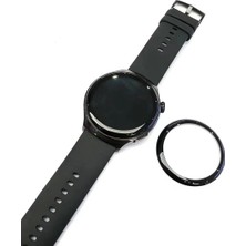 Lopard Huawei Watch 4 Pet Saat Ekran Koruyucu Siyah Darbe Korumalı Tam Kaplama Parlak Yüzey Ultra Ince Tasarım