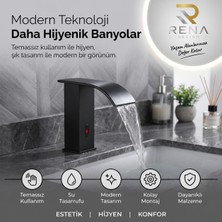 Rena Design Fotoselli Sensörlü Siyah Kare Lavabo Bataryası Temassız Otomatık Tasarruflu Modern Musluk