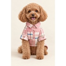 Patilemece Pembe Flanel Kedi Köpek Gömleği