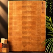 Carlo Pablo %100 Doğal El Yapımı Kesme Tahtası(End Grain) Premium Amerikan Meşe, Antibakteriyel Çizilmez Yüzey, Su Geçirmez (Avrupa'da Üretilmiştir)