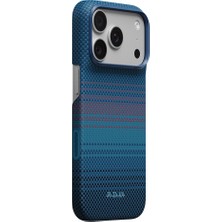 iPhone 18 Pro Kılıf M-Safeli Aramid Karbon Fiber Pitaka Moonrise 2.0 Nights Serisi Kapak Lacivert