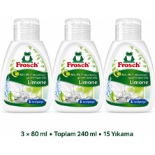 Frosch All-In-1 Limonlu Bulaşık Makinesi Deterjan Jeli 3 x 80 ml – Toplam 240 Ml, 15 Yıkama