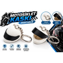 YSN Sounds Motosiklet Anahtarlık , Beyaz Motosiklet Kaskı Şeklinde Anahtarlık , Hediyelik Kask Motor Anahtarlığı
