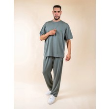 Mario Price Erkek Büyük Beden Modal Kumaş Oversized Eşofman Takımı Haki