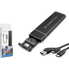 Nodar Hadron HDX1769 SSD Kutu Type-C3.1 + Usb3.0 Nvme M2 Chip JMS581D Siyah