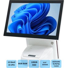 Iromx WP-1215W I5 12.gen 8gb 128GB 15.6" Wıfı/dahili Slip Yazıcılı Beyaz Endüstriyel Pos Pc