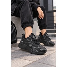 Tonny Black Kadın Siyah Füme Rahat Kalıp Faylon Taban Bağcıklı Sneaker