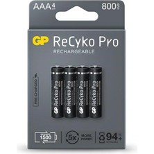 Gp Aaa 800 Mah Şarjlı Ince Kalem Pil 4'lü Paket Recyko
