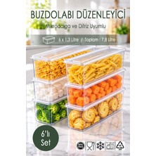 Ezupack 6x1,3 Lt. Buzdolabı Düzenleyici Buzluk Saklama Kabı Mikrodalga Difrize Uygun Organizer Şeffaf