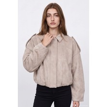 Quzu 27KCKT02856 Süet Ceket Bej