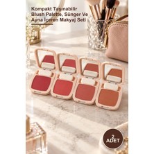 Yenilig 2 Adet Aynalı Allık Seti 4'lü – Kompakt Taşınabilir Blush Palette, Sünger ve Ayna Içeren Makyaj Seti