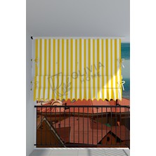 Görgülü Shop Çıtçıtlı ve Fırfırlı Yüksekliği Ayarlanabilen Katlanabilir Sarı Beyaz Balkon Perdesi