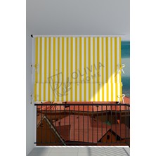 Görgülü Shop Çıtçıtlı Yüksekliği Ayarlanabilen Katlanabilir Sarı Beyaz Balkon Perdesi