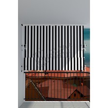Görgülü Shop Çıtçıtlı Yüksekliği Ayarlanabilen Katlanabilir Siyah Beyaz Balkon Perdesi