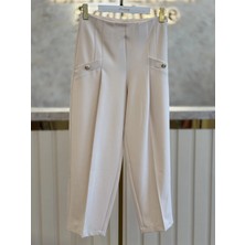 Sentez SZ-5641-T Taş Renk Rosa Önü Pileli Filota Cep Pantolon