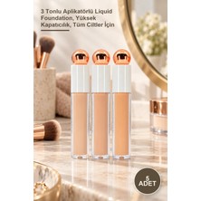 Yenilig 5 Adet Mat Bitişli Likit Fondöten Seti – 3 Tonlu Aplikatörlü Liquid Foundation, Yüksek Kapatıcılık, Tüm Ciltler Için