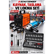 SCHUTZENGER 250A Kaynak Makinesi Bakır Sargı 180MM Devir Ayarlı Spral Taşlama 46 Parça 1/4 Lokma Takımı