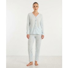 Royam Seamlife Kadın Pamuklu Waffle Kumaş Kışlık Uzun Kollu Sıcak Tutan Pijama Takımı