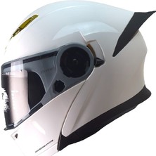 Fazer FR-965 White Motosiklet Kaskı Çene Açılır Güneş Vizörlü Motorcu Kask