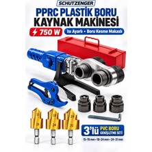 SCHUTZENGER 750W Pprc Plastik Boru Kaynak Makinesi Isı Ayarlı Boru Kesme Makası ve 3 Lü Pvc Boru Genişletme Seti P8011