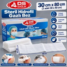 Ds Sağlık Hidrofil Steril Gazli Bez 30X80 cm – (2 Parça 30X40 Cm) 100 Adet