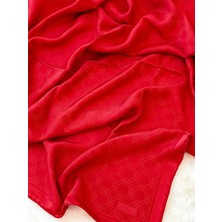 Vakko VAKKO-125K40843-K Kırmızı Renk Özel Seri Monogram Jakarlı Eşarp