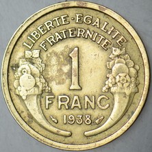 Banknoting Fransa 1 Frank 1938.