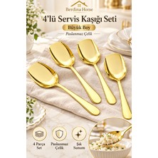 Berdina Home 4’lü Büyük Boy Paslanmaz Çelik Servis Kaşığı Seti Pilav Salata Yemek Sunumu İçin Mutfak Kaşığı Seti