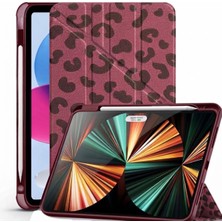 M.TK Moveteck Honor Pad X8B/X8A 11 Inç Kılıf Yumuşak Kalem Bölmeli Akıllı Uyku Modlu Yatay ve Dikey Standlı Kapak - Leopar Fiyonk Desenli