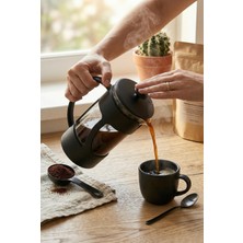 Depa 350 ml Borosilikat Cam French Press & Siyah Modern Kahve ve Bitki Çayı Demleme Gereci