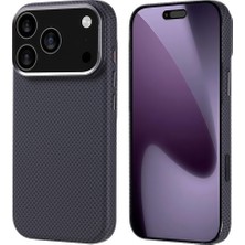 Lopard Apple iPhone 17 Pro Telefon Kılıfı M-Safe Şarj Özellikli Karbon Fiber Görünümlü Kapak Siyah Mıknatıslı Magsafe Arka Kapak Koruma