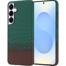 Lopard Samsung Galaxy S24 Plus Telefon Kılıfı M-Safe Şarj Özellikli Karbon Fiber Görünümlü Kapak Yeşil Mıknatıslı Magsafe Arka Kapak Koruma