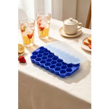 İndecor Houseware Petek Şekilli Silikon Buzluk 37LI Kapaklı Kokteyl Meyve Dondurma Sunum Şekilli Buz Kalıbı Ice Cube