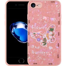 Lopard Apple iPhone 7 Telefon Kılıfı Desenli Sert Silikon Kapak Pink Flower Darbe Korumalı Ultra Ince Tasarım