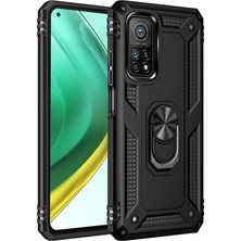 Lopard Xiaomi Mi 10T Pro 5g Telefon Kılıfı Kapak Siyah Yüzük Tutucu Standlı Arka Kapak Koruma