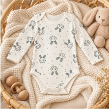 Cantaz Unisex Bebek Tavşan Desenli Uzun Kollu Çıtçıtlı Body Zıbın