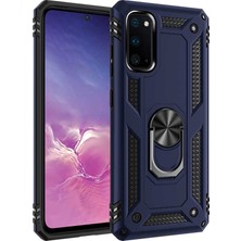 Lopard Samsung Galaxy S20 Telefon Kılıfı Kapak Mavi Yüzük Tutucu Standlı Arka Kapak Koruma