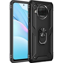 Lopard Xiaomi Mi 10T Lite 5g Telefon Kılıfı Kapak Siyah Yüzük Tutucu Standlı Arka Kapak Koruma