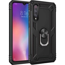 Lopard Xiaomi Mi 9 Telefon Kılıfı Kapak Siyah Yüzük Tutucu Standlı Arka Kapak Koruma