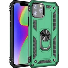Lopard Apple iPhone 11 Pro Telefon Kılıfı Kapak Yeşil Yüzük Tutucu Standlı Arka Kapak Koruma