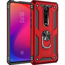 Lopard Xiaomi Mi 9t Telefon Kılıfı Kapak Kırmızı Yüzük Tutucu Standlı Arka Kapak Koruma