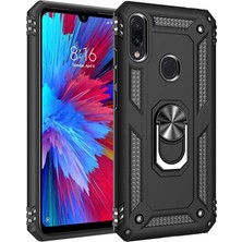 Lopard Xiaomi Redmi Note 7 Telefon Kılıfı Kapak Siyah Yüzük Tutucu Standlı Arka Kapak Koruma